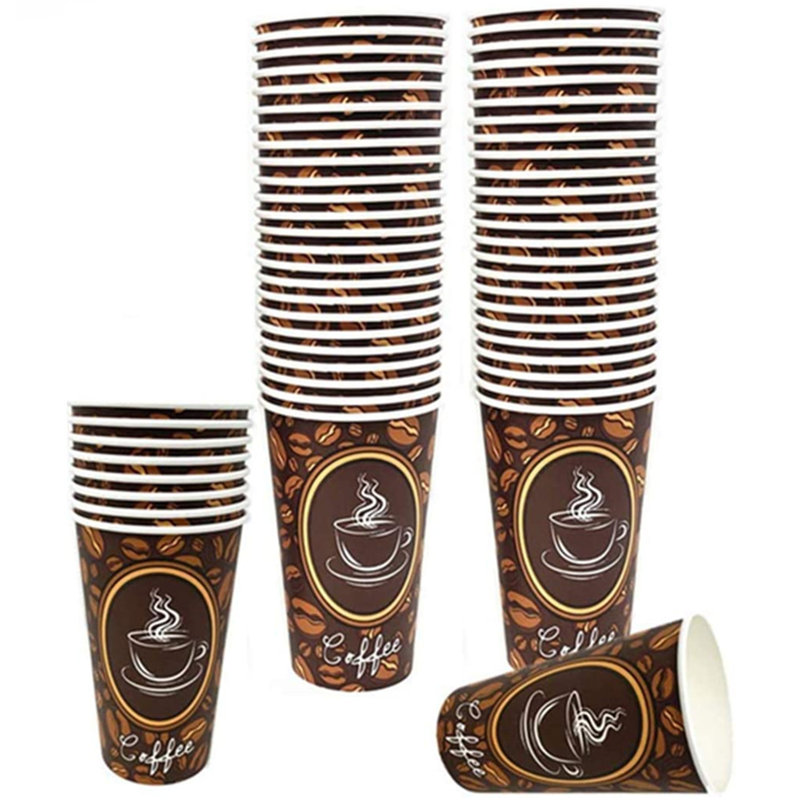 Tsyware 50 Pack 16oz Quality Disposable Paper Hot Coffee Cups Perfect For Hot Drinks Tea Coffee Coffee Shops And Bars Coffee Bean Design Hot Cup Wayfair Canada